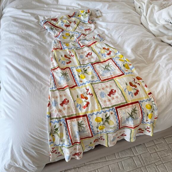 NWT Abercrombie & Fitch Strapless Top Mid Rise Maxi Skirt in Tile Print Size S - Picture 3 of 6